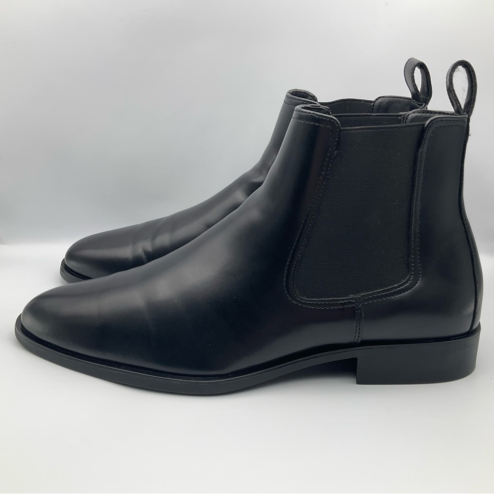 ZARA - Black Leather Dress Casual Chelsea Boots - Picture 2 of 11